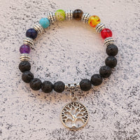 Bracelet 7 Chakras Yoga Zen - Perles en pierres de lave