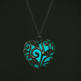Collier avec pendentif lumineux dans le noir, lune, cœur, chouette, patte de chien