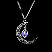 Collier avec pendentif lumineux dans le noir, lune, cœur, chouette, patte de chien