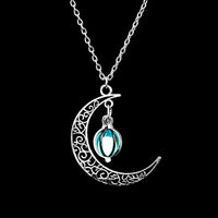 Collier avec pendentif lumineux dans le noir, lune, cœur, chouette, patte de chien