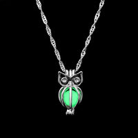 Collier avec pendentif lumineux dans le noir, lune, cœur, chouette, patte de chien