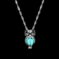 Collier avec pendentif lumineux dans le noir, lune, cœur, chouette, patte de chien