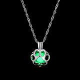 Collier avec pendentif lumineux dans le noir, lune, cœur, chouette, patte de chien