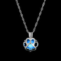 Collier avec pendentif lumineux dans le noir, lune, cœur, chouette, patte de chien
