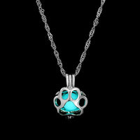 Collier avec pendentif lumineux dans le noir, lune, cœur, chouette, patte de chien