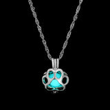 Collier avec pendentif lumineux dans le noir, lune, cœur, chouette, patte de chien