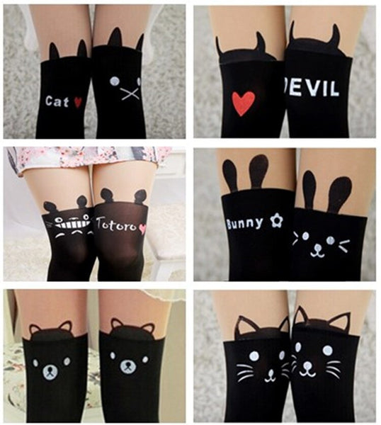 Collants - Bas en forme de chats, lapin, étoiles, cœur, etc