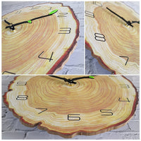 Horloge en rondin de bois, aiguilles en forme de branche