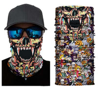Foulard 3D avec motifs, écharpe tour de cou, bandana tête de mort, joker