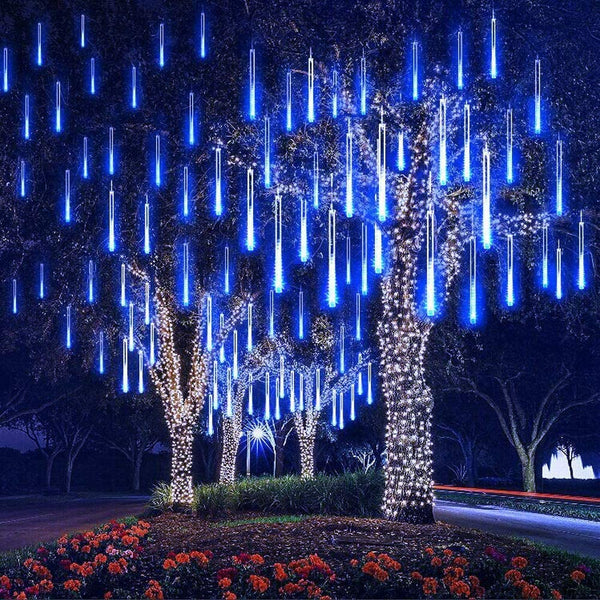 Tubes LED - Guirlande pluie de météorites, étoiles filantes, bleu, blanc, multicolore