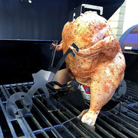 Support original pour poulet au barbecue, en forme de moto avec lunettes de soleil