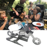 Support original pour poulet au barbecue, en forme de moto avec lunettes de soleil