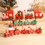 Petit train de noël en bois, décoration de noël, locomotive et 3 wagons