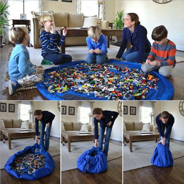 Sac de rangement de jouets, legos, tapis refermable jusqu'à 1,5m de large