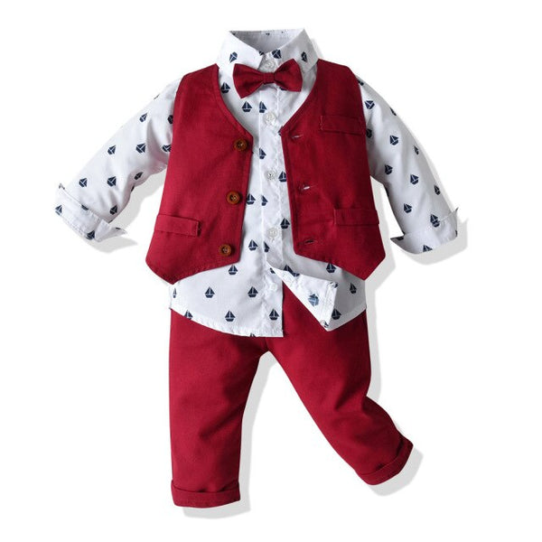 Costume Enfant Garcon Mariage Vestons 3pcs Vêtements Smoking Eglise Pâques  Bénédiction Formel Tenue Manches Longues 12 Mois à 4 Ans