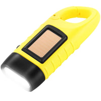 Lampe de poche solaire et à dynamo. Torche 3 LED d'urgence, rechargeable à manivelle avec mousqueton