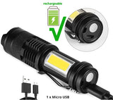 Mini lampe LED de poche 3800LM double éclairage, frontal et latéral. Torche waterproof à pile AA