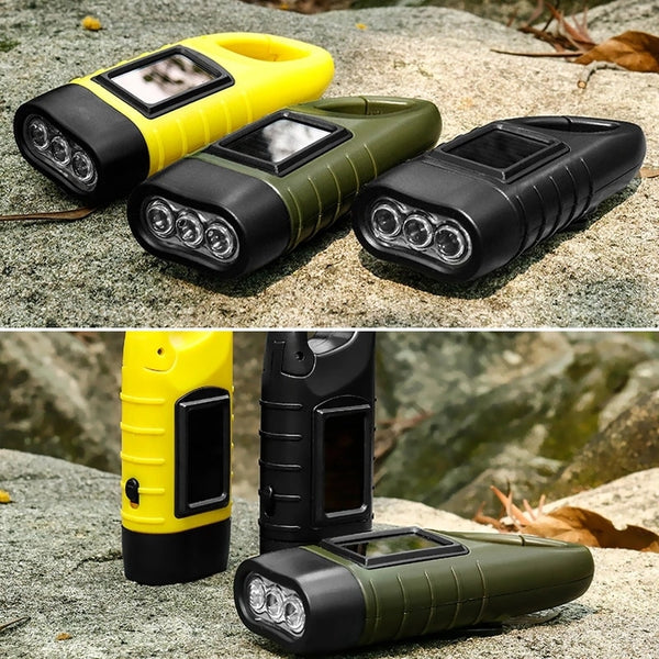 Lampe Torche Solaire Rechargeable(Lot de 2), VADIV LED Lampe d'Urgence à  Dynamo Manivelle Flashlight avec Mousqueton pour Randon,107 - Cdiscount  Maison