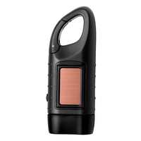 Lampe de poche solaire et à dynamo. Torche 3 LED d'urgence, rechargeable à manivelle avec mousqueton