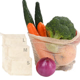 3 sacs de courses réutilisables en tissu pour fruits et légumes. Sachets écologiques