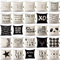 Housses de coussins design, noir et blanc style nordique, love, panda, citations 45x45cm