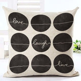 Housses de coussins design, noir et blanc style nordique, love, panda, citations 45x45cm