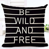 Housses de coussins design, noir et blanc style nordique, love, panda, citations 45x45cm