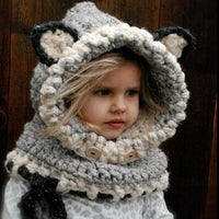 Grand bonnet renard avec oreilles pour enfant, roux et gris