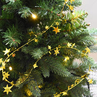 Guirlande de noël étoilée de 7,5 mètres. Etoiles rouge bleu jaune vert argent