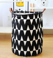 Panier à linge sale souple noir et blanc, sac de rangement, 50x40cm
