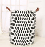 Panier à linge sale souple noir et blanc, sac de rangement, 50x40cm