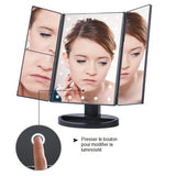 Miroir pour maquillage pliable avec éclairage à LED et zoom x1 à x10