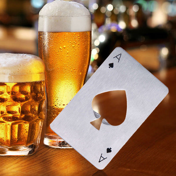 Décapsuleur de bières en forme de carte de poker, As de pique en métal –  Stock de cadeaux