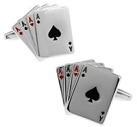 Boutons de manchettes Cartes Poker, Dollar, Euro, roulette, jeton, dés, dominos