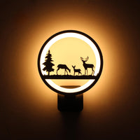 Luminaire design rond à LED animaux de la forêt, applique murale originale et moderne ronde minimaliste