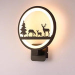 Luminaire design rond à LED animaux de la forêt, applique murale originale et moderne ronde minimaliste