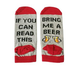 Chaussettes humoristique "Si tu peux lire ça, amène moi une bière", café, vin