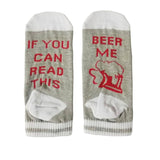 Chaussettes humoristique "Si tu peux lire ça, amène moi une bière", café, vin