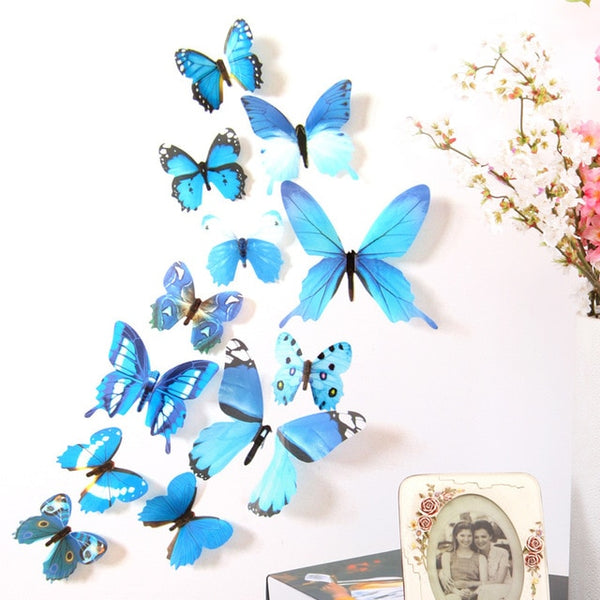 Stickers en forme de papillons à mettre sur le mur (12Pcs)