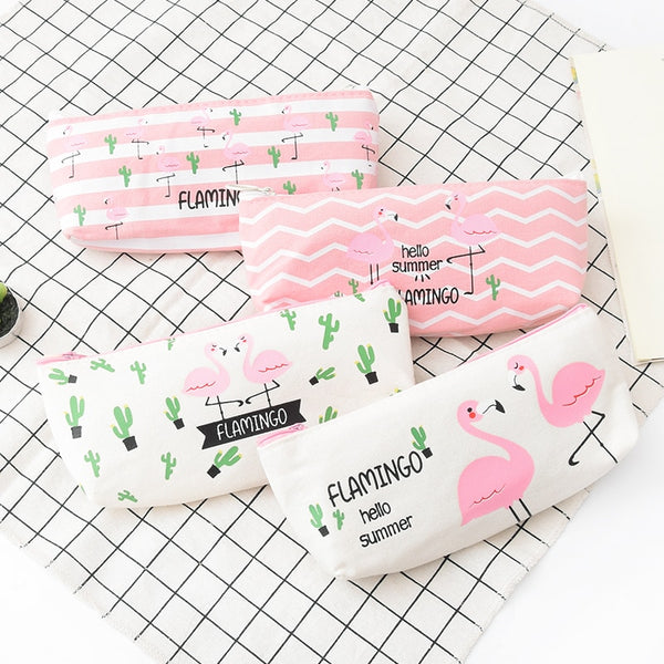 Trousse flamants roses et cactus