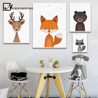 Toile animaux de la forêt - Poster style nordique
