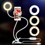 Perche à selfie support USB téléphone avec lumière LED pour se filmer