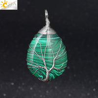 Pendentif collier arbre de vie yoga sur pierre précieuse Bijou en pierres de guérison naturelles