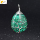 Pendentif collier arbre de vie yoga sur pierre précieuse Bijou en pierres de guérison naturelles