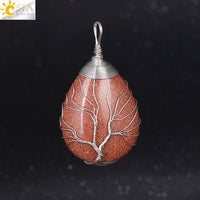 Pendentif collier arbre de vie yoga sur pierre précieuse Bijou en pierres de guérison naturelles