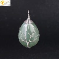 Pendentif collier arbre de vie yoga sur pierre précieuse Bijou en pierres de guérison naturelles