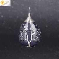 Pendentif collier arbre de vie yoga sur pierre précieuse Bijou en pierres de guérison naturelles