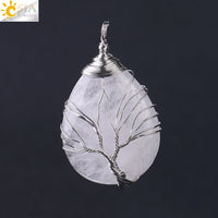 Pendentif collier arbre de vie yoga sur pierre précieuse Bijou en pierres de guérison naturelles