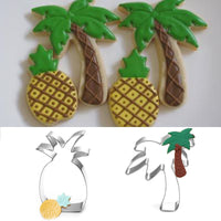 4 Emportes pièces en forme de flamants roses, cocotier palmier, ananas