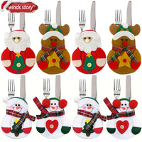 Lot de 8 décorations de table de noël, housses de couverts père noël